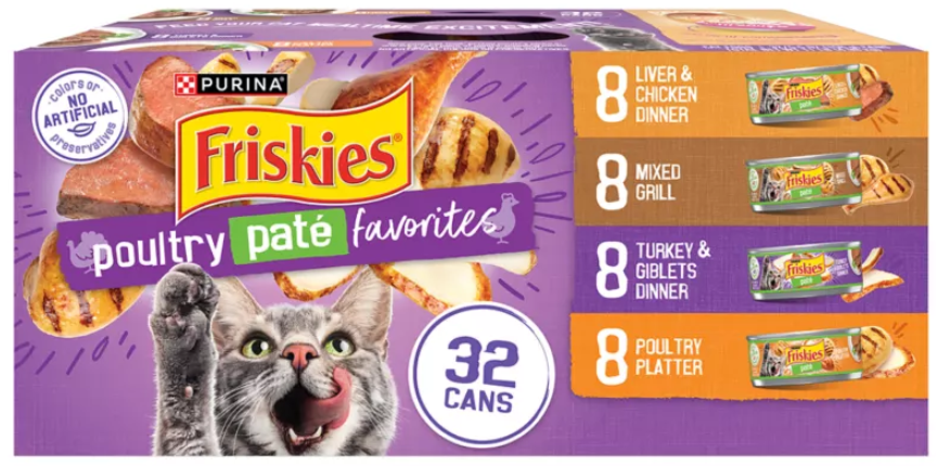 Friskies® Poultry Pate Adult Cat Wet Food - Variety Pack, 5.5 Oz, 32 Count