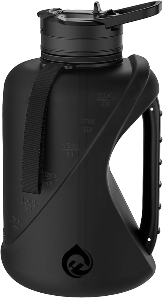 Half Gallon Water Bottle with 2-In-1 Straw Lid,Dishwasher Safe,Easy Clean,BPA-Free,Durable Solid No-Slip Handle for Gym,Work and Outdoor Sport