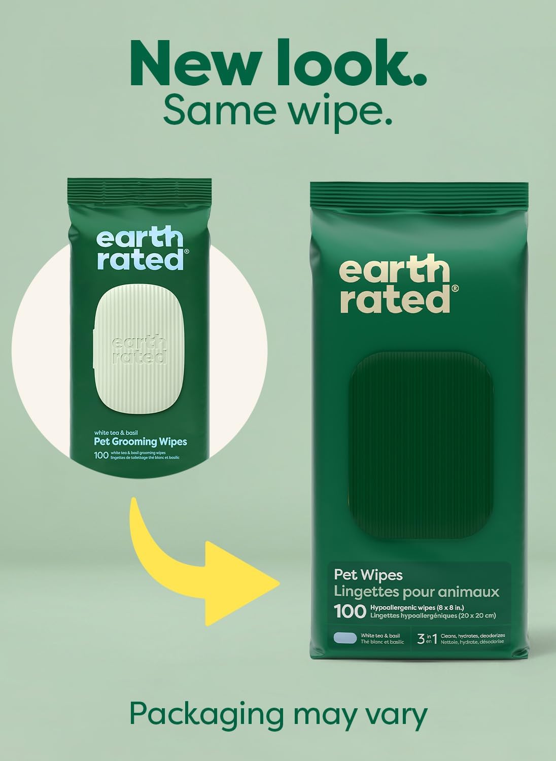 3-in-1 Dog Wipes for Paws & Butt, Deodorizing, White Tea & Basil 100ct