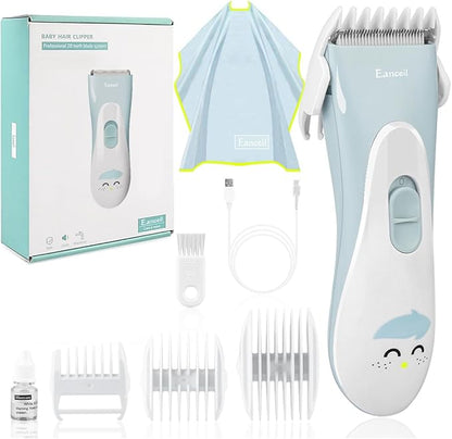 Baby Hair Clippers, Ceramic Blade Electric Kids Hair Trimmer, Ultra-Quiet Cordless Rechargeable Waterproof Haircut Kit for Kids & Adult