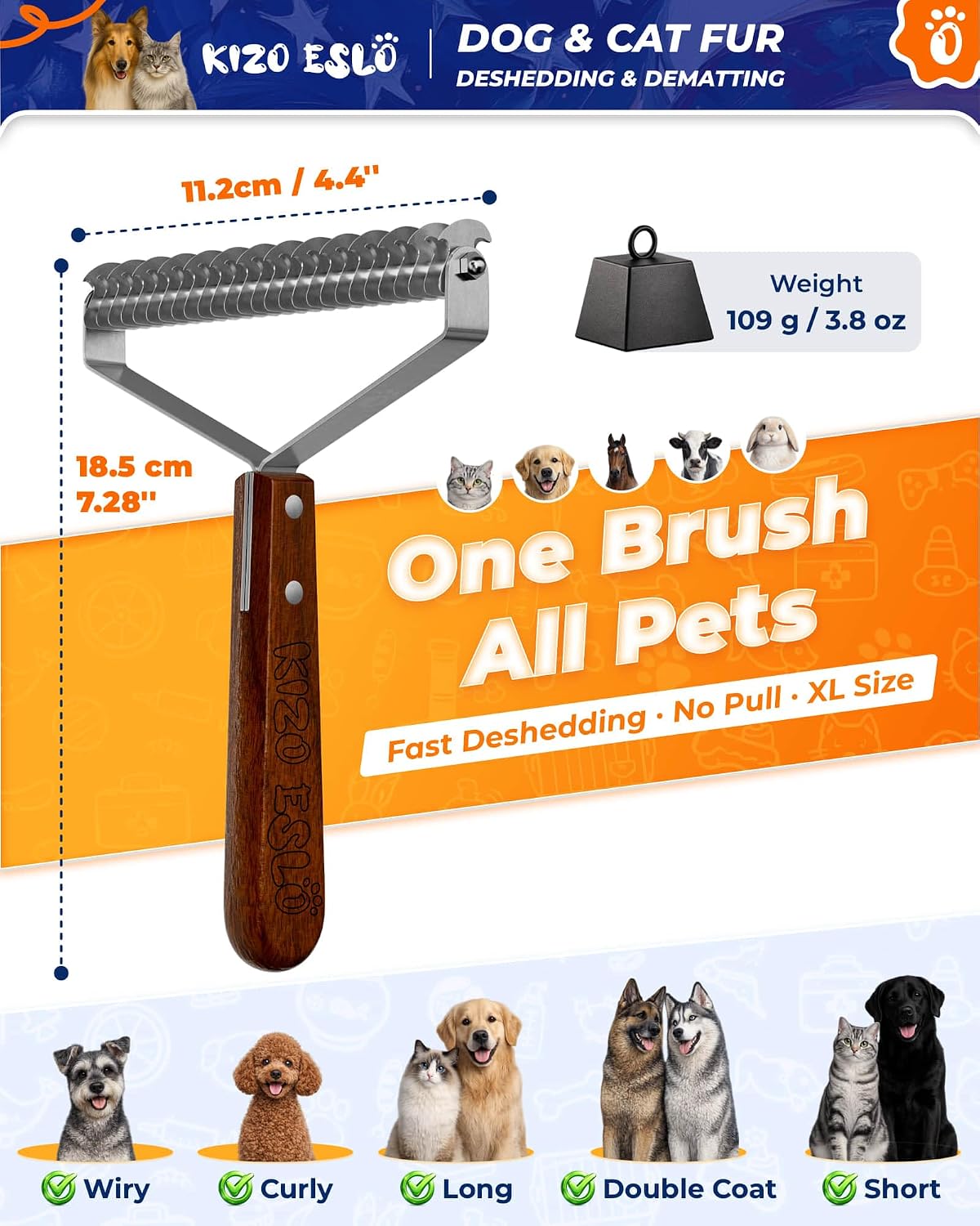 XL+ Undercoat Rake for Dogs & Cats,