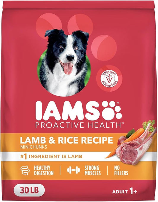 IAMS Proactive Health Dry Dog Food, Adult Dog Food Dry Recipe, Lamb & Rice, 30 lb. Bag