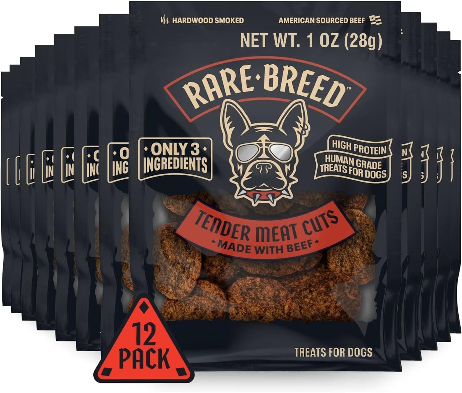 Rare Breed Soft Beef Dog Treats, Grain-Free & Human Grade - 1 oz (12 Pack)