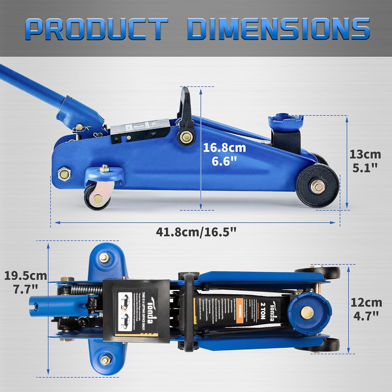 TONDA Floor Jack, 3,800 lb Hydraulic Car Jack, 4.9"-11.8", Blue