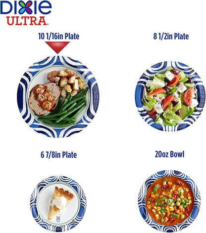 Dixie Ultra, Large Paper Plates, 10 Inch, 172 Count (4 packs of 43 plates), 3X Stronger*, Heavy Duty, Microwave-Safe, Soak-Proof, Cut Resistant, Disposable Plates For Heavy, Messy Meals