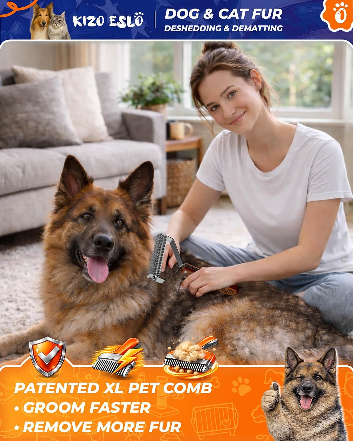 XL+ Undercoat Rake for Dogs & Cats,