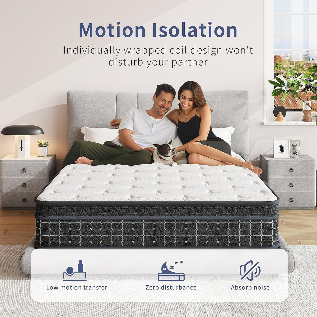 SupremeSleep Queen Mattress, 12 Inch Queen Size Mattresses in a Box, Individually Wrapped Pocket Coils for Isolate Motion,Pressure Relief, CertiPUR-US Certified, Support Comfort & Medium Firm