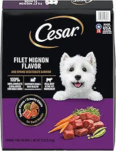 Cesar Small Breed Dry Dog Food for Small Dogs, Filet Mignon Flavor and Spring Vegetables Garnish, 12 lb Bag