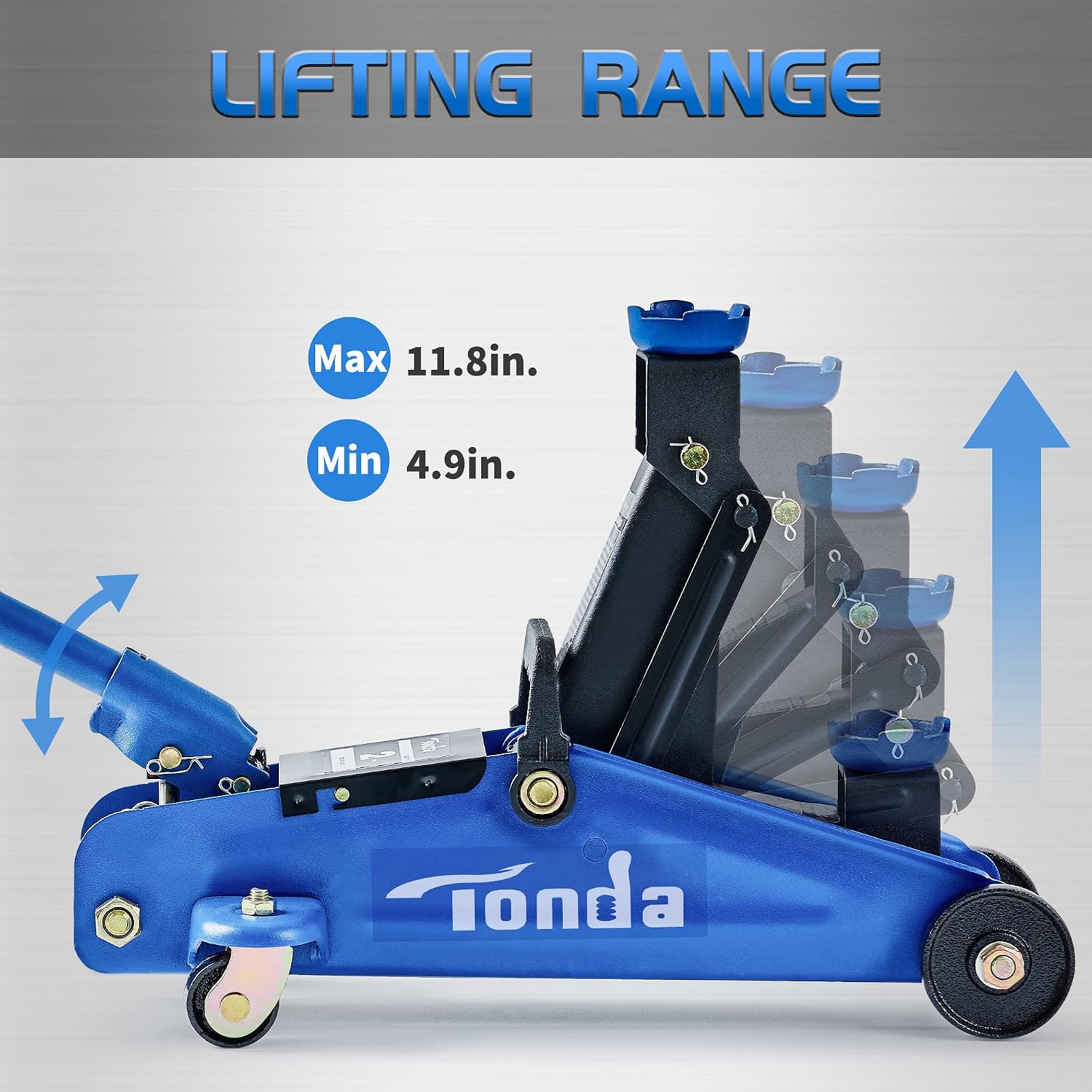 TONDA Floor Jack, 3,800 lb Hydraulic Car Jack, 4.9"-11.8", Blue