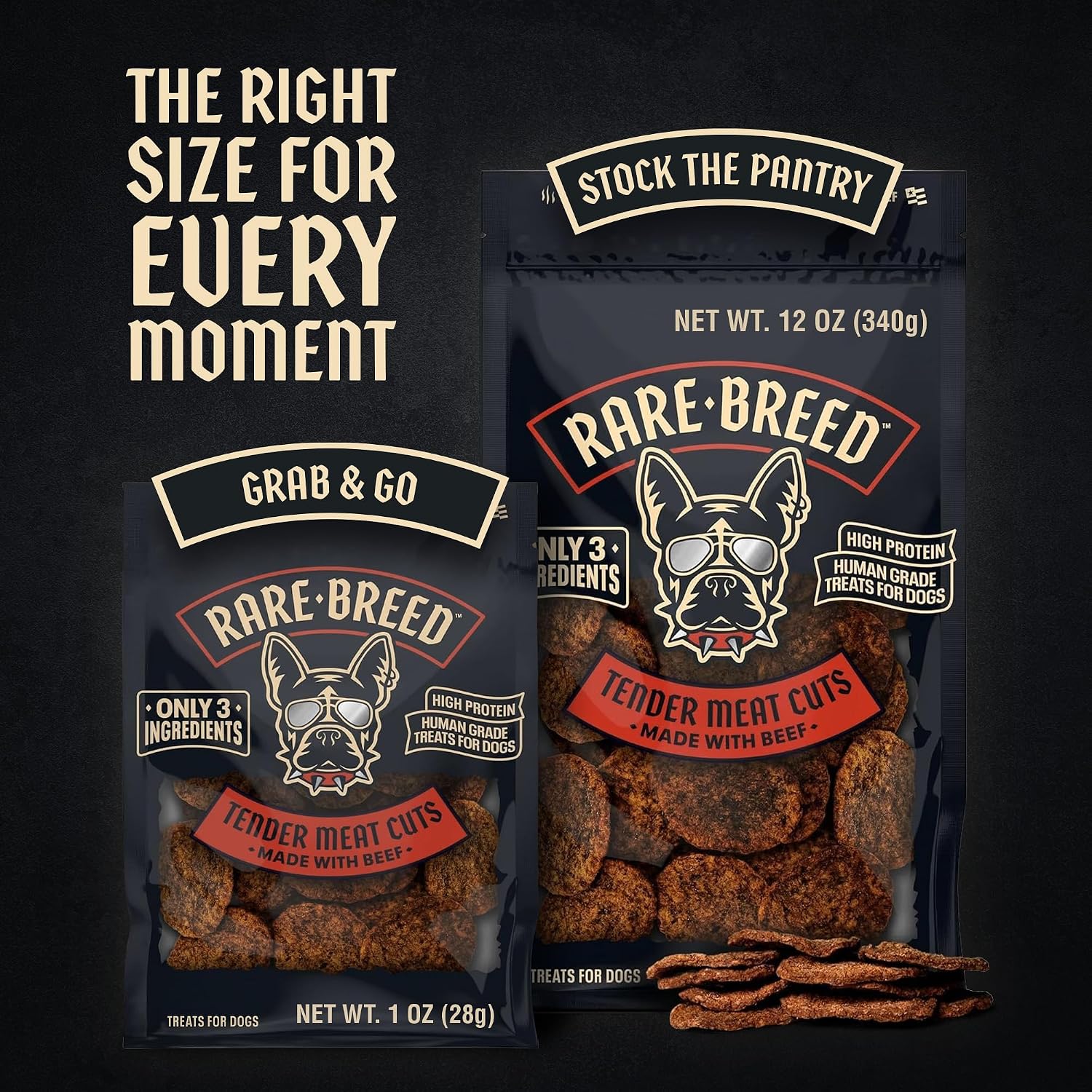Rare Breed Soft Beef Dog Treats, Grain-Free & Human Grade - 1 oz (12 Pack)