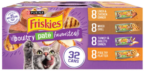 Friskies® Poultry Pate Adult Cat Wet Food - Variety Pack, 5.5 Oz, 32 Count