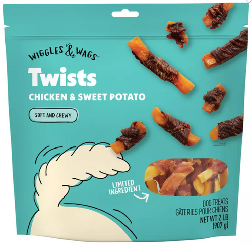 Wiggles & Wags Chicken & Sweet Potato Twists Dog Treats